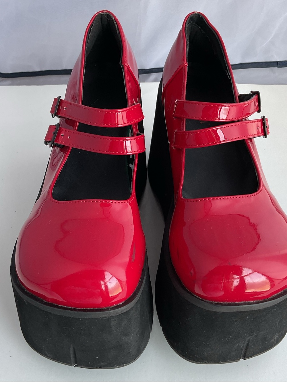 Demonia Kera-08 5" Platform Gothic Punk Red Mary Janes Shoe Women's Size 11 - Picture 2 of 16